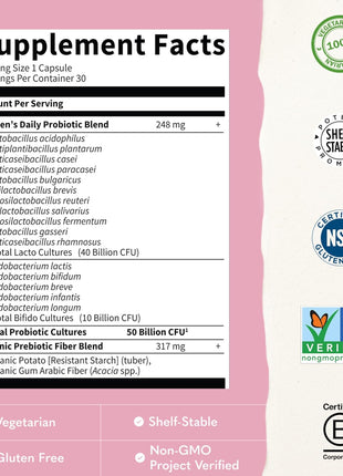 Garden of Life Once Daily Dr. Formulated Probiotics for Women 50 Billion CFU 16 Probiotic Strains with Organic Prebiotics for Digestive, Vaginal & Immune Health, Dairy Free, Shelf Stable 30 Capsules