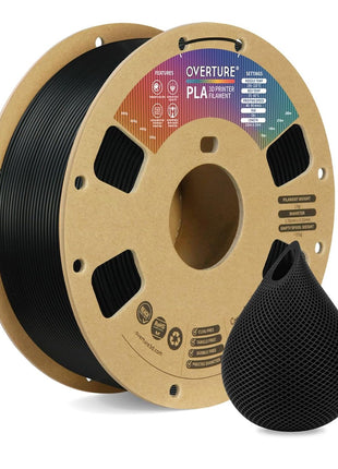 OVERTURE PLA Filament 1.75mm, Neatly Wound 3D Printer Filament 1kg Spool (2.2lbs), Dimensional Accuracy  0.02 mm, Fit Most FDM 3D Printers (Black 1-Pack)