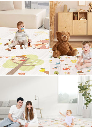 XVISHX Baby Play Mat, 50 x 50 Inch Play Mat Perfect for Use Baby Playpen, Foldable Baby Foam Playmat for Floor, Portable Waterproof Activity PlayMats for Babies, Infants and Toddlers