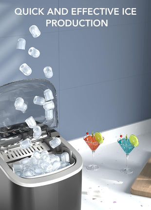 Ice Maker Countertop, Efficient Easy Carry Ice Machine, Self-Cleaning Ice Maker with Ice Scoop & Basket, 9pcs/ 6mins 26.6Lbs Per Day for Home/Office/Kitchen,Black