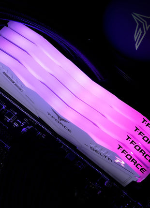 TEAMGROUP T-Force Delta RGB DDR5 Ram 32GB (2x16GB) 6400MHz PC5-51200 CL32 Desktop Memory Module Ram for 600 700 Series Chipset XMP 3.0 Ready White FF4D532G6400HC32ADC01