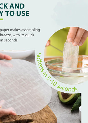 Soeos Rice Paper, White Rice Paper Wrappers, 1 Pack, 34 Sheets Fresh Spring Roll Wrappers & Dumplings, Non GMO, Gluten Free, Low Carb, Vietnamese Rice Wraps (Round, 22cm)