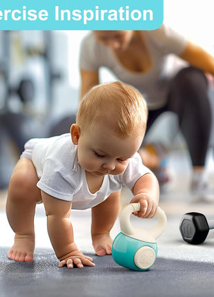 iPlay, iLearn Baby First Gym Rattle Set, Infant Dumbbell Weights Teething Rattles 3-6-12 Month, Newborn Workout Sensory Stroller Toy, Babies Birthday Shower Gift 5 7 8 9 10 Month Toddler Boy Girl-4PCS