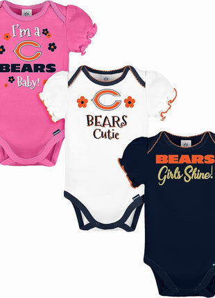 Gerber NFL Baby-Girls NFL Team 3 Pack Short Sleeve Onesie Bodysuit