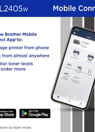 Brother HL-L2405W Wireless Compact Monochrome Laser Printer with Mobile Printing, Black & White Output | Includes Refresh Subscription Trial(1), Works with Alexa