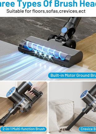 VIPSUN Cordless Vacuum Cleaner with Self-Standing, LED Screen Stick Vacuum Cleaners for Home, Lightweight Powerful Suction Vacuum, 6-in-1 Rechargeable Vacuum for Carpets, Pet Hair, Hardwood Floors