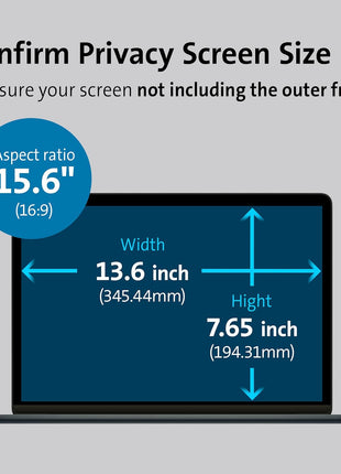 Kensington MagProTM Magnetic Laptop Privacy Screen 15.6 inch, Removable 16:9 Laptop Privacy Filter Shield, Anti-Glare, Blue Ray Reduction, Compatible with HP/Dell/Acer/Asus/Lenovo (K58353WW)