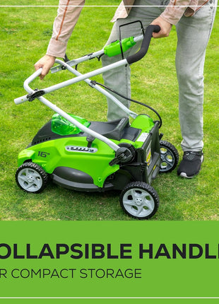 Greenworks 40V 16" (Push) Cordless Lawn Mower, 4.0Ah Battery (1/3 Acre, Push Button Start, Compatible with 75+ Tools)