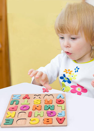 Wooden Puzzles for Toddlers 3-5, Boys & Girls, Montessori Toddler | 3 in 1 Wooden Puzzle, Alphanumeric Graphics Cognitive, for toddlers 3-5 make, natural wood, gift for a birthday