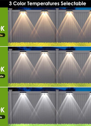Solar Fence Lights Outdoor - 2700/4000/6000K 3 Mode, 8 Pack Solar Fence Lights Outdoor Waterproof LED, Fence Light Solar Powered for Outside, Backyard, Railing, Step, Patio,Wall and Home Improvement