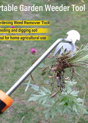 Weed Remover Tool,Portable Garden Weeder Tool,New Gardening Weeding Tools,for Garden Hand Tools for Vegetable Gardening Backyard Farm Planting & Uprooting Weeding Tool (Rubber Handle)