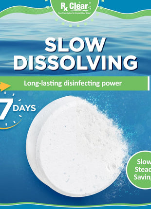 Rx Clear 3 inch Inch Chlorine Tabs | 5 Pounds | Individual Stabilized Chlorinating Tablets for Sanitizing Swimming Pools | Long Lasting, Slow Dissolving, and UV Protected