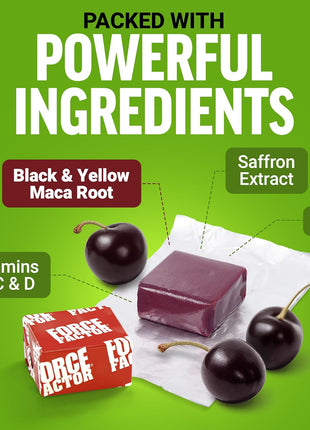 Force Factor Perfect Maca, Maca Root & DIM Supplement with Saffron | Boost Energy and Mood, with Yellow and Black Maca, Vitamins, Minerals, and Antioxidants, Dark Cherry Flavor, 60 Soft Chews