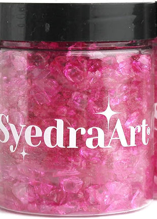 Syedra Crushed Glass for Resin Art, Set of 3,Broken Glass Pieces for Crafts 3-6mm 1LB (Pink)