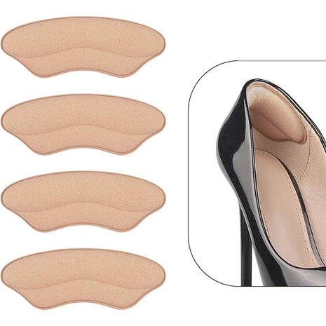 Heel Grips Liner Cushions Inserts for Loose Shoes, Heel Pads Snugs for Shoe Too Big Men Women, Filler Improved Shoe Fit and Comfort, Stop Heel Slip and Blister (4 Pairs) (Pale Apricot+Black)