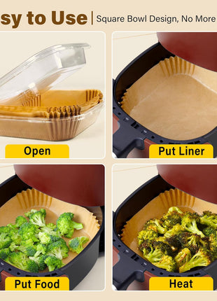 Air Fryer Liners Disposable, 8", Parchment Paper for 5-8QT | 125 Pcs Unbleached Airfryer Basket Liners,Oil-Proof for Baking, Roasting, Microwave, Oven Air Fryer Accessories