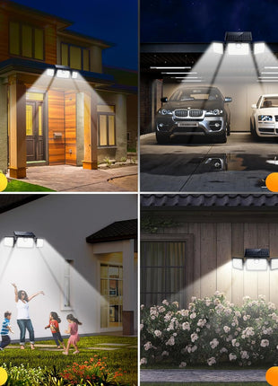 MIHANI Solar Flood Lights Outdoor, 2500LM Motion Sensor Security Lights with 270° Wide Angle, IP65 Waterproof, 3 Heads Solar Outdoor Lights for Patio, Yard, House, Garage (Non-Remote, 2 Pack)