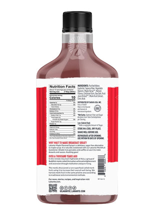 Lakanto Sugar Free Maple Syrup With Monk Fruit & Erythritol For Pancakes, Waffles, Oatmeal, Coffee, Tea, Granola, Frosting & Dressing, Zero Sugar, Keto, Vegan, Gluten Free, 1 G Net Carbs, 13 Fl Oz