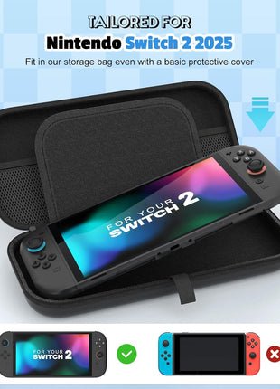 MoKo Carrying Case for Nintendo Switch 2(2025), Protective Hard Shell Portable Travel Carry Case Pouch holds 10 Cartridges with Pockets for Switch 2 Accessories and Games, Black