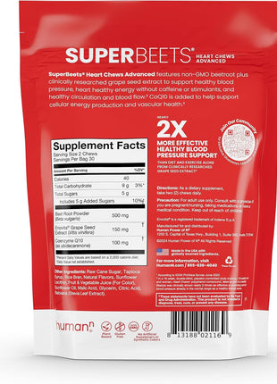 HumanN SuperBeets Advanced & Memory + Focus Chews