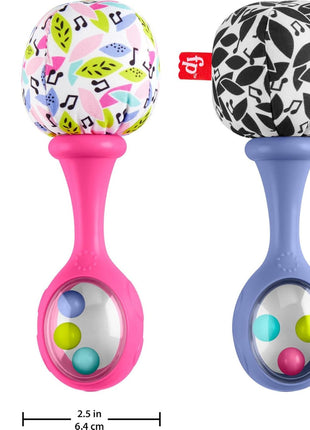 Fisher-Price Newborn Toys Rattle 'n Rock Maracas, 2 Soft Musical Instruments for Developmental Play Babies Ages 3+ Months, Pink & Purple