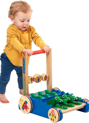 Melissa & Doug Deluxe Chomp and Clack Alligator Wooden Push Toy and Activity Walker