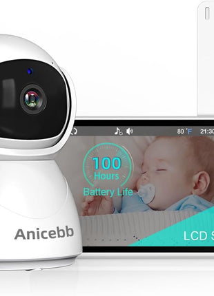 5inch HD Video Baby Monitor with Camera and Audio, No WiFi Hack-Proof Security, Remote Pan-Tilt-Zoom, 100-Hour Battery Life in VOX Mode, 1000ft Range, Night Vision, Temperature & Cry Alerts