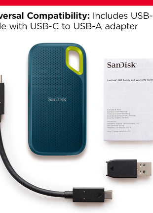 SANDISK 1TB Extreme Portable SSD (Old Model) - Up to 1050MB/s, USB-C, USB 3.2 Gen 2, IP65 Water and dust Resistance, Updated Firmware, Monterey - External Solid State Drive - SDSSDE61-1T00-G25M