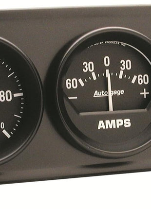 AUTO Meter 2393 Autogage Black Oil/Amp/Water Gauge with Steel Console 2.3125 in.
