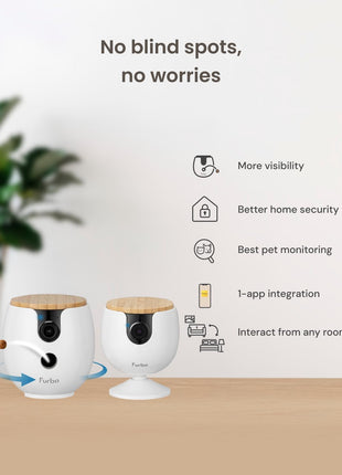 Furbo [New Mini 360° Camera + Mini Cam [New Subscription Required at Setup] (2-Camera Bundle Nanny Subscription): Pet Safety Alerts, Dog & Cat Cameras with Speaker, Phone App & Night Vision