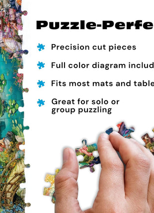 Buffalo Games - Merry Mushroom Village Picnic - 1000 Piece Puzzle | Made in USA, Recycled Board, Finished Size 26.75 x 19.75 in, Includes Poster, Giftable, Frameable Art
