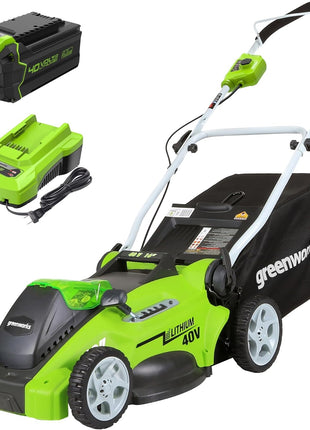 Greenworks 40V 16" (Push) Cordless Lawn Mower, 4.0Ah Battery (1/3 Acre, Push Button Start, Compatible with 75+ Tools)
