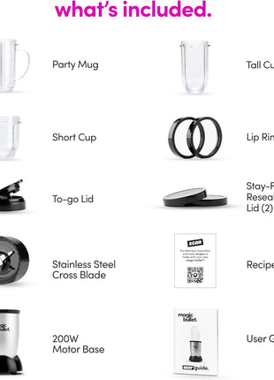 Magic Bullet Blender, Small, Silver, 11 Piece Set