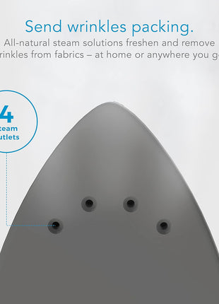 Steamfast SF-710 Mini Steam Iron, Non-Stick Sole Plate, Foldable Handle, 45 Second Heat Up Time, Cord Storage, Portable, 6-Foot Power Cord, Chemical-Free Steam Power, White