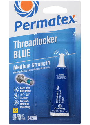 Permatex 24200 Medium Strength Threadlocker Blue, 6 ml, Automotive Threadlocker For Preventing Bolts From Loosening And Corrosion, Removable With Hand Tools