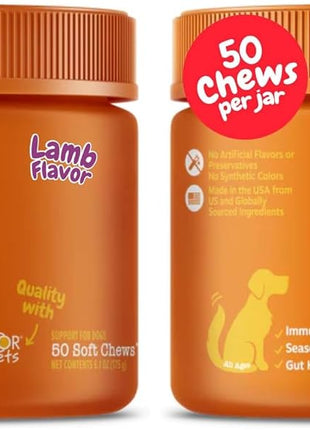 Zesty Paws Dog Allergy Relief Chews, Dog Probiotics for Itchy Skin and Ears, Lamb, 50ct (Pack of 2)
