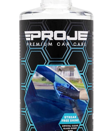 PROJE' Genesis Glass Cleaner - Safe On Tinted Glass - Streak Free Car Window Cleaner - Ammonia Free - Effortlessly Removes Dirt, Dust, Oil, Grease, Insects & More - 16 fl oz