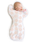 SwaddleDesigns Transitional Swaddle Sack, Arms Up Half Length Sleeves & Mitten Cuffs, Swaddle for Newborn Transition to Baby Sleep Sack Wearable Blanket, 0 3 month, 6 14 lb, Heavenly Floral Pink