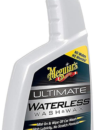 Meguiar's Ultimate Waterless Wash & Wax, Scratch-Free Cleaning Spray that Cleans and Protects Without Water, 2-in-1 Detailer for Shine, Cool Car Gifts for Men and Women, 26 Oz