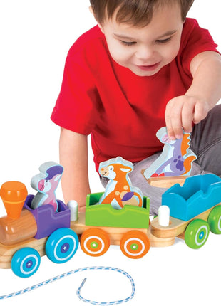 Melissa & Doug First Play Wooden Rocking Farm Animals Pull Train