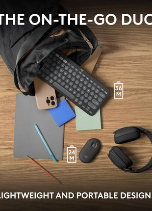 Logitech Pebble 2 Combo for Mac, Wireless Keyboard and Mouse, Slim, Quiet and Portable, Customizable, Bluetooth Mouse and Keyboard, Easy-Switch, for macOS, iPadOS - Tonal Graphite