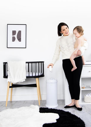 Ubbi Steel Diaper Pail, Odor Locking, No Special Bag Required, Award-Winning, Registry Must-Have, White | Award-Winning Registry Must-Have, Childproof Safety Lid with Lock, Holds Up To 55 Newborn Diapers, Modern Nursery Essential