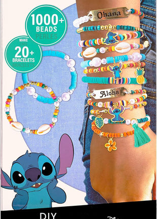 Fashion Angels Disney Stitch DIY Bracelet Making Kit, Includes 1,000+ Shell Beads, Tassels, & More, Lilo & Stitch Collectable Jewelry for Kids, Teen Girls & Boys