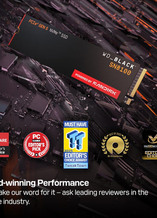 WD_Black SN8100 2TB NVMe SSD - PCIe 5.0x4, M.2 2280, Up to 14,900MB/s Read Speed, up to 11,000MB/s Write Speed, Best for AI Applications, Gaming, and Video Editing - WDS200T1X0M