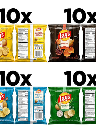 Lay's Potato Chips, 4 Flavor Variety Pack, 1 oz Single Serve Bags, (40 Pack)