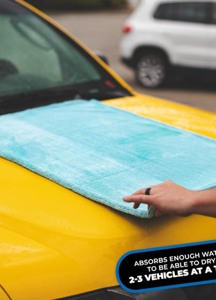 The Rag Company - The Liquid8r - Absorbent 70/30 Blend Microfiber Drying Towel for Cars, Trucks, SUVs, Safe for Detailing + Scratch Free, Twist Loop, 1100gsm, 25in x 36in, Aqua Blue