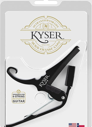 Kyser Quick-Change Guitar Capo for 6-string acoustic guitars, Black, KG6BA