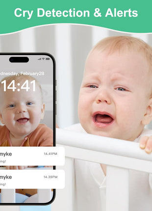 Simyke Smart Video Baby Monitor,1080P Baby Room Camera, APP Control,WiFi On/Off Switch,AI Detection, Cry Monitor and Lullabies, HD Night Vision, Two-Way Audio, Cloud & SD Card Storage
