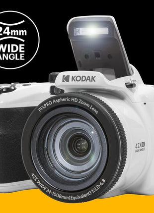 KODAK PIXPRO AZ425 Digital Camera, 42x Optical Zoom Bridge with 20MP BSI Sensor, Li-Ion Battery, OIS, 1080p Full HD Video, White