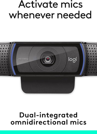 Logitech C920e HD 1080p Mic-Enabled Webcam, Certified for Zoom, Microsoft Teams Compatible, TAA Compliant